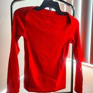 Red Long Sleeve Top (Ribbed) LOFT